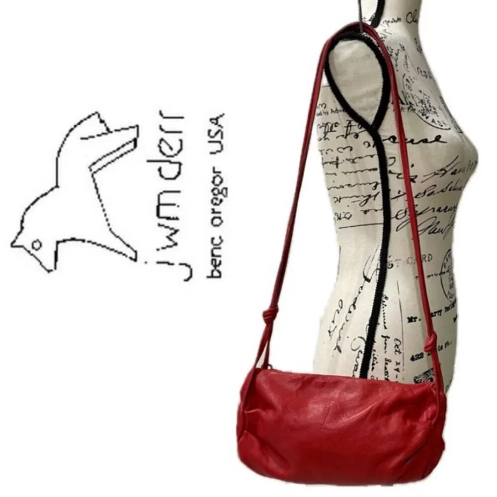 BOHO CHIC Y2K CROSSBODY BAG RED LEATHER MADE IN USA JWM DERR BEND OREGON ICONIC - Picture 1 of 16